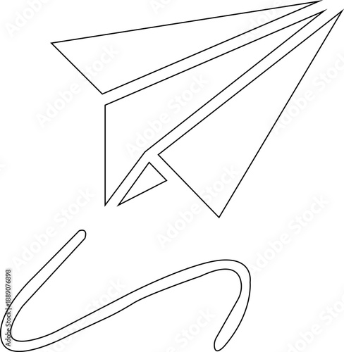 Paper plane icon design.Paper plane with dotted line travel and route symbol in line style, Origami paper airplane, Black linear paper plane icon.Paper plane icon vector, Send Message.