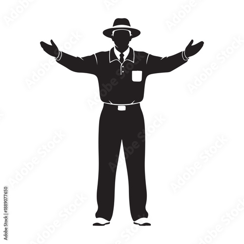 Cricket umpire position silhouette