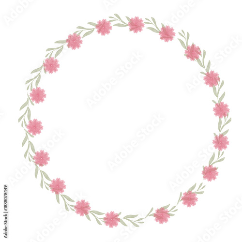 Wallpaper Mural Watercolor summer floral wreath with hand painted delicate leaves and flowers Torontodigital.ca