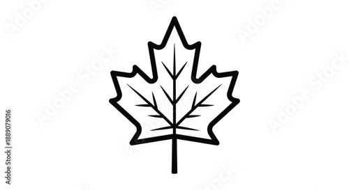 Bold black outline of a maple leaf isolated on a white background representing Canadian nature and national pride.