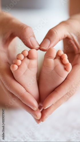 Adult hands gently cradling tiny newborn feet, symbolizing love and care