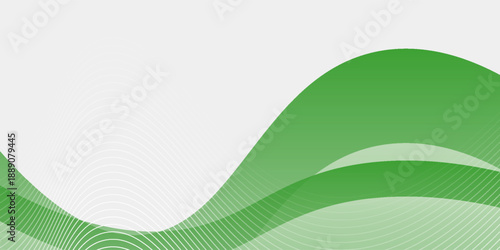Abstract White and Green wave wide background texture, soft, header, modern gradient