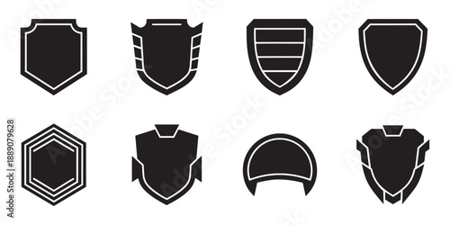 Collection of simple shield shapes, security and protection icons