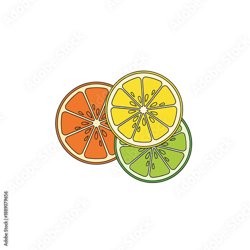 Vibrant citrus fruits slices illustration for healthy eating concepts