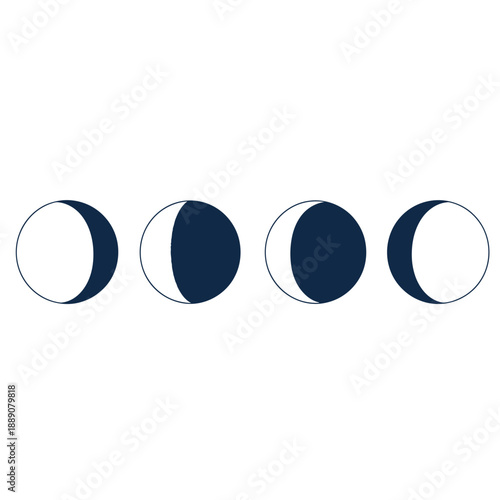 Phases of the moon in a modern graphic design