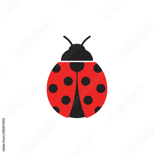 Vibrant ladybug with red and black spots on white background