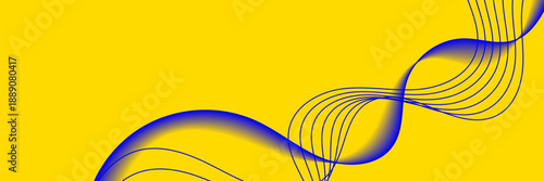 Blue Wave Line on Yellow Background. Technology Banner. Vector Illustration. Abstract Business Wallpaper