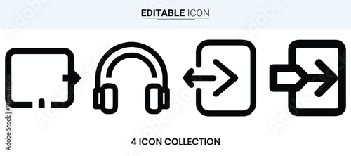Four black outline icons depicting various process flow and exchange symbols high quality