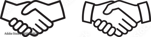 Two separate handshake icons symbolizing agreement and cooperation in business Vector