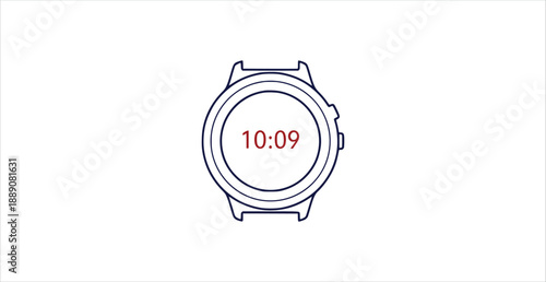 Modern Smartwatch Digital Clock Vector Outline Icon Fitness Tracker Wearable Technology Device