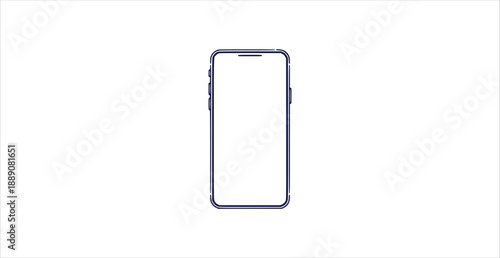 Minimal Line Art Smartphone Vector Mockup Template Modern Mobile Phone Outline Icon UI Design