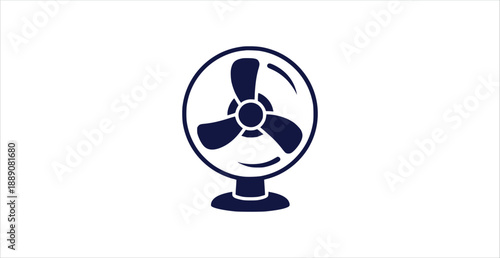 Minimalist Electric Desk Fan Icon Vector Symbol Cooling Appliance Illustration Silhouette