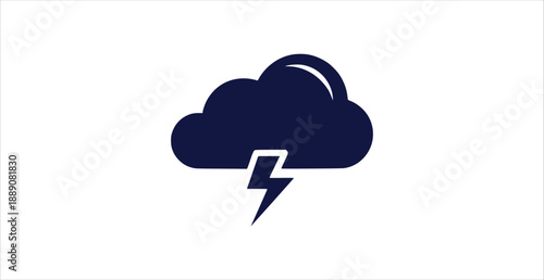 Isolated Dark Storm Cloud and Lightning Bolt Icon Vector Weather Forecast Symbol Graphic