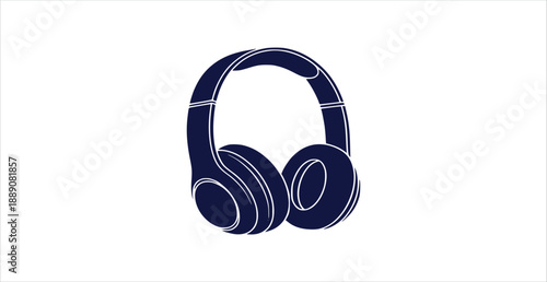 Modern Wireless Headphones Vector Icon Silhouette Isolated Technology Device Outline Graphic Design