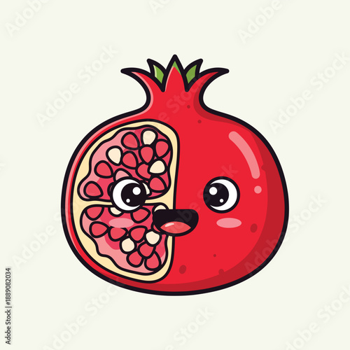 Smiling Cartoon Pomegranate Character