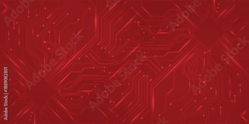 red Circuit Board Pattern With Intricate Traces for Tech and Innovation Themes