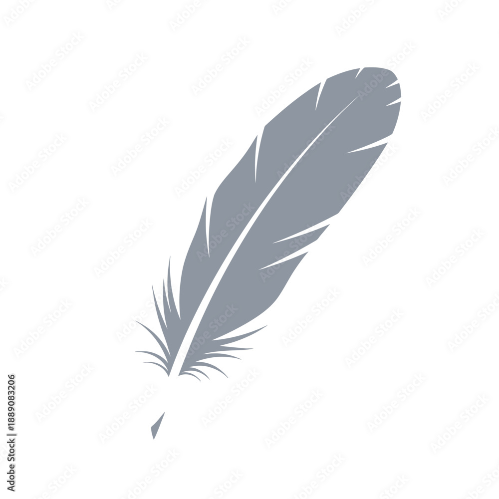 Obraz premium Elegant gray feather on white background for design inspiration