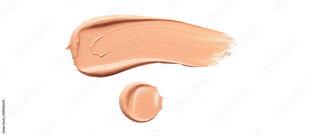 Fototapeta premium Peach Color Corrector Stroke Isolated on White – Cream Concealer Texture for Skincare and Makeup 