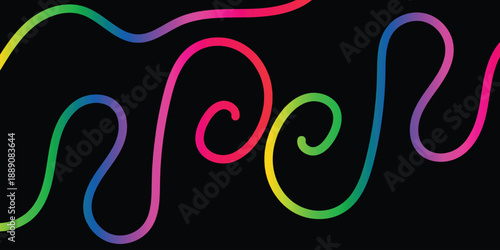 Abstract colorful line art background design.Color Gradient Lines Abstract Pattern. 3D Waves Shape Elements on White Background, Background with Wave Rainbow Ribbons.