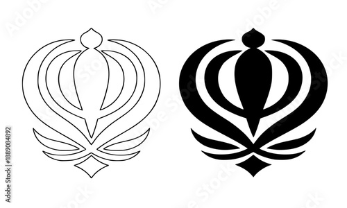 Sikh Khanda symbol vector, Punjabi religious emblem, Sikhism spiritual icon, Indian culture faith sign minimalist design