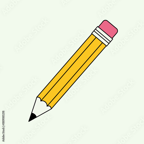 Vibrant pencil with pink eraser for creative writing and drawing