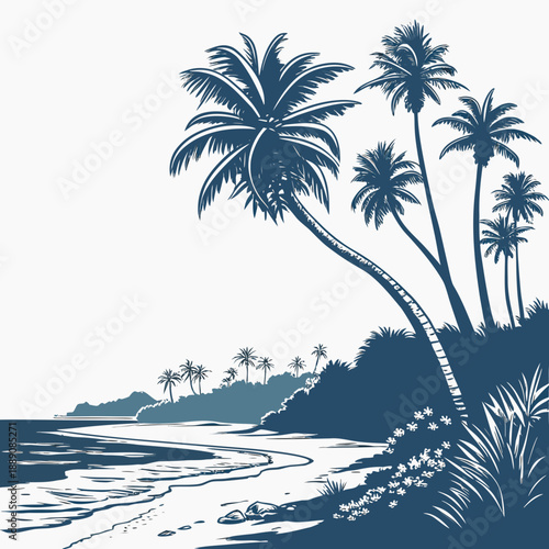 Tropical beach with palm trees