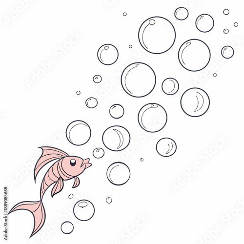 Playful fish among bubbles