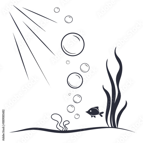 Underwater scene with fish and bubbles