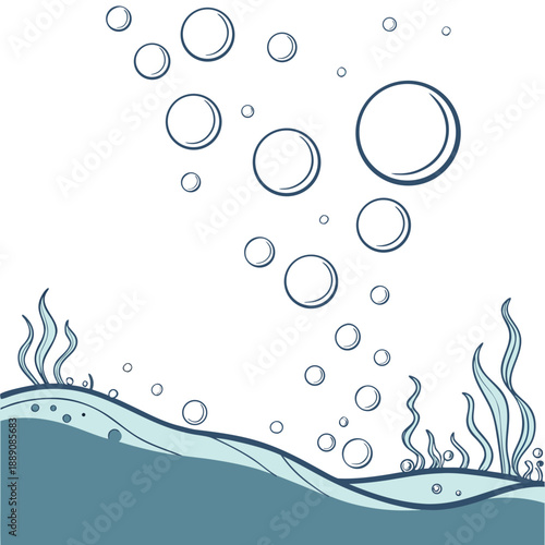 Bubbles rising in ocean water