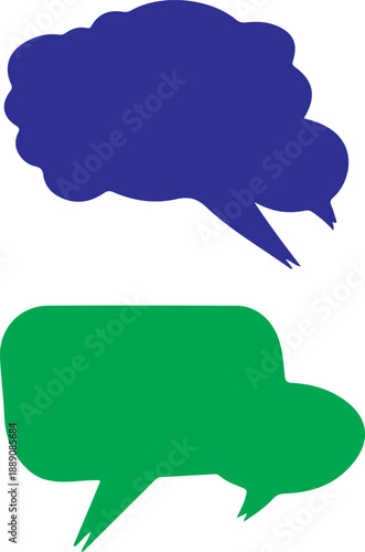 Two colorful speech bubbles isolated on transparent background