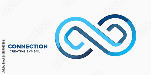 Abstract blue infinity loop with the word connection below it