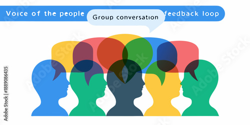Colorful silhouettes of people representing community conversation and feedback
