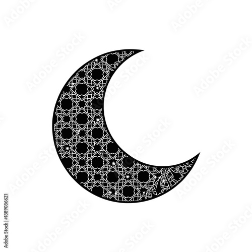 Crescent moon islamic pattern black gold minimal