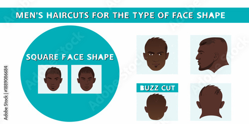 Men s haircuts for different face shapes including square and round variations