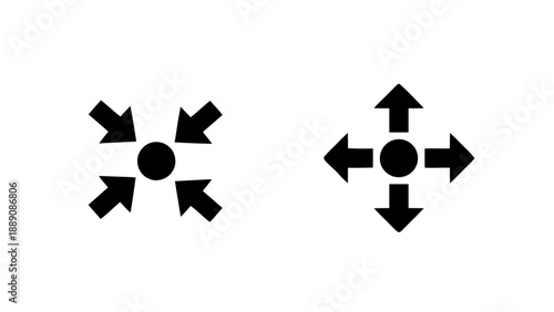 Vector illustration of move, expand, and collapse arrow icons on transparent background, UI elements