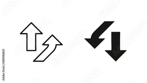 Vector illustration of contrasting up and down directional arrows representing exchange or transfer on transparent background