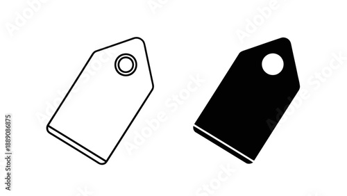 Vector illustration of outlined and solid price tag label icons for shopping on transparent background