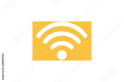 A yellow square displaying a black wifi signal icon