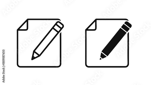 Vector illustration of, on transparent background, document and pencil icons representing edit or write