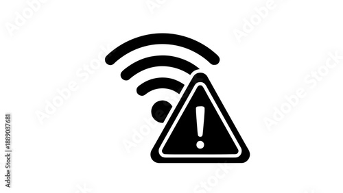 Vector illustration of a wireless network signal connection problem icon, on transparent background
