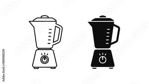 Vector illustration of blender icon set, outline and glyph, kitchen appliance, on transparent background