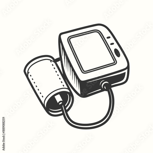 Black and white blood pressure monitor demonstrates health measurement technology accurately and clearly