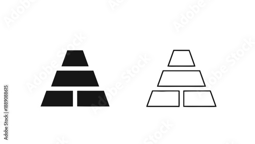 Vector illustration of a stacked bar pyramid icon representing wealth and success, on transparent background