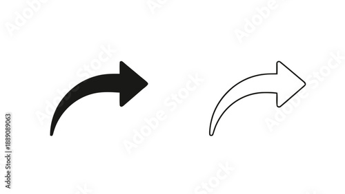 Vector illustration of curved right arrow icon symbol, share or redo concept, on transparent background