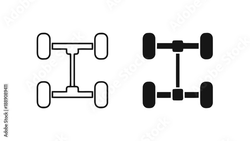 Vector illustration of car chassis or automobile suspension system on transparent background