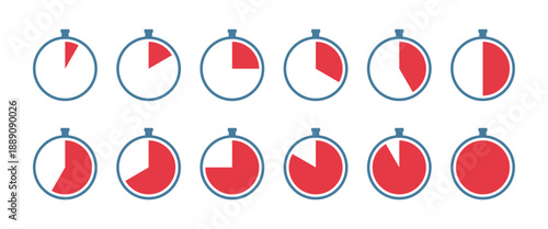 Stopwatch Progress icon set vector. Limited time offer for banners and fitness apps.