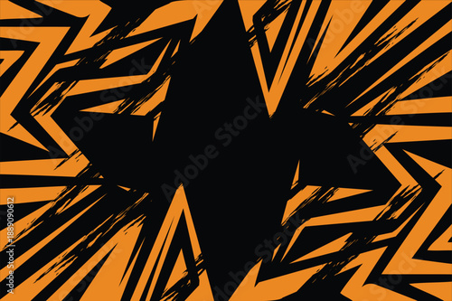 Abstract background with orange geometric spike line pattern and grunge texture with some copy space area