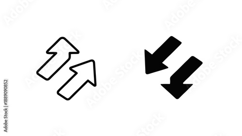 Vector illustration of up and down arrows for exchange, transfer, and data flow on transparent background
