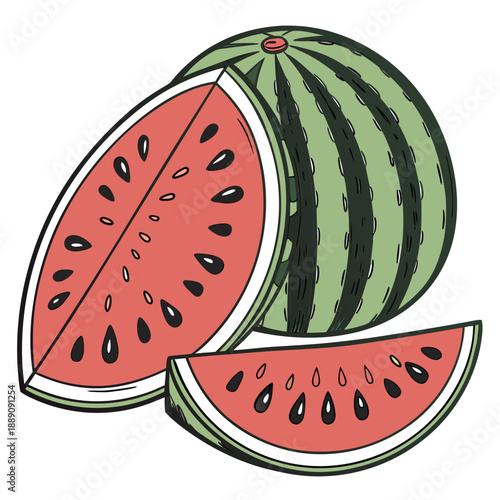 Freshly sliced watermelon