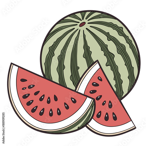 Freshly sliced watermelon